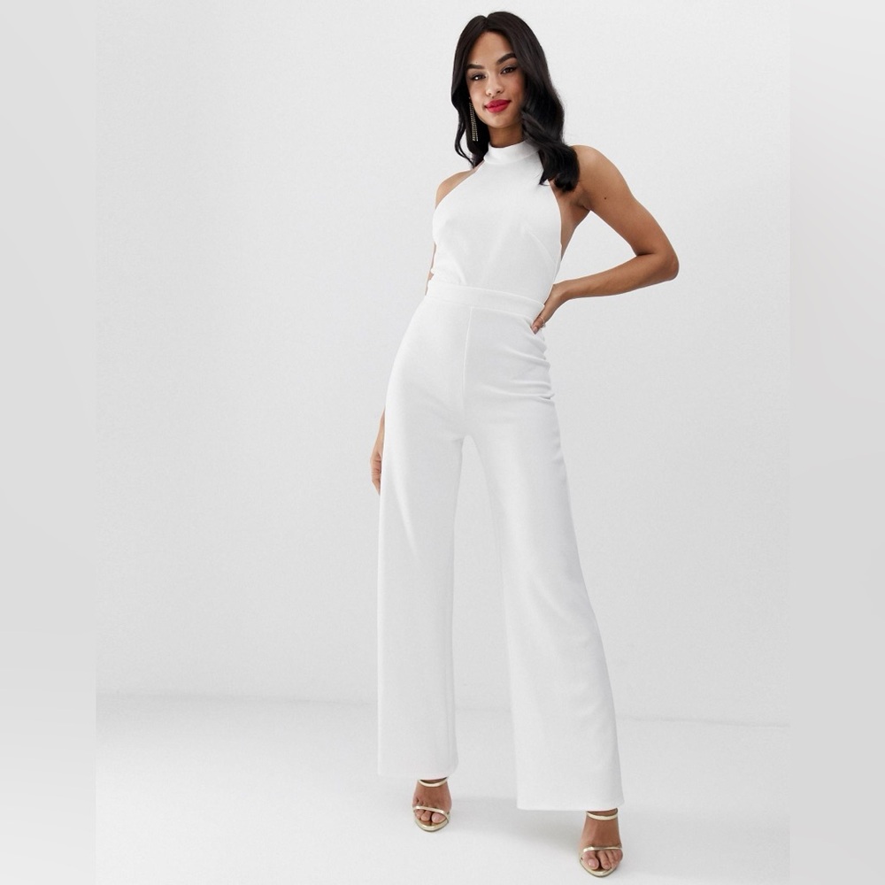Wide leg halter neck jumpsuit